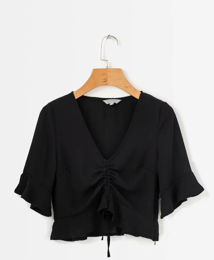 Ruffle Sleeve Crop Top