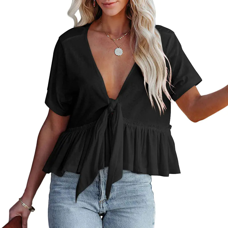 Ruffle Sleeve Crop Top