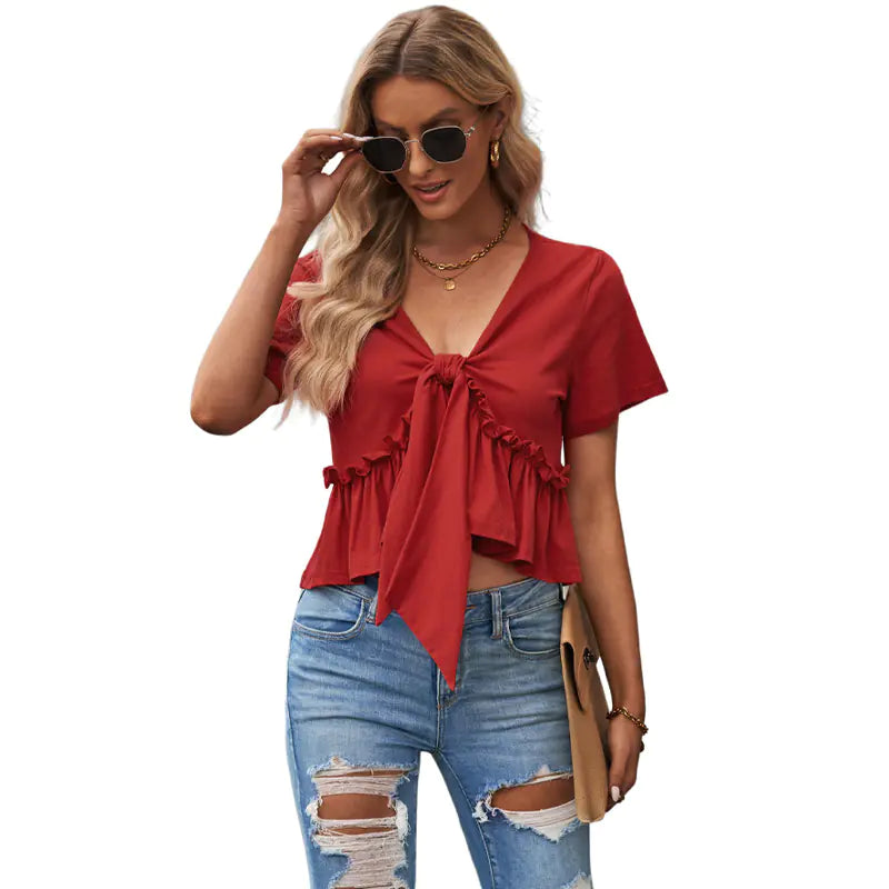 Ruffle Sleeve Crop Top